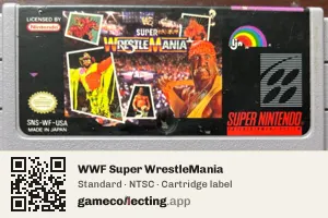 WWF Super WrestleMania Super Nintendo Entertainment System, NTSC cartridge label