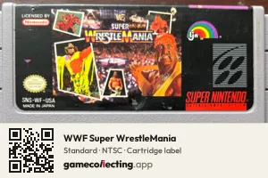 WWF Super WrestleMania Super Nintendo Entertainment System, NTSC cartridge label