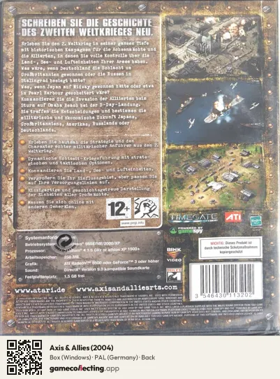 Axis & Allies (2004) Computer, Germany box back