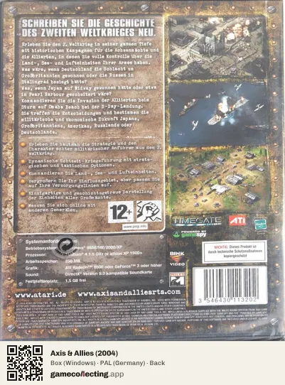 Axis & Allies (2004) Computer, Germany box back
