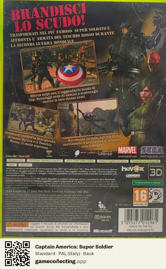 Captain America: Super Soldier Xbox 360, Italy box back