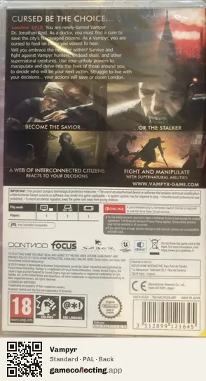 Vampyr Nintendo Switch, PAL box back
