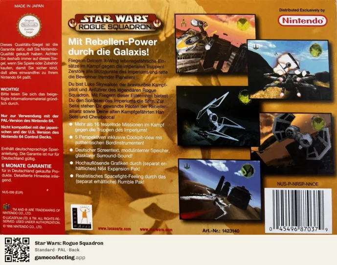 Star Wars: Rogue Squadron Nintendo 64, PAL box back