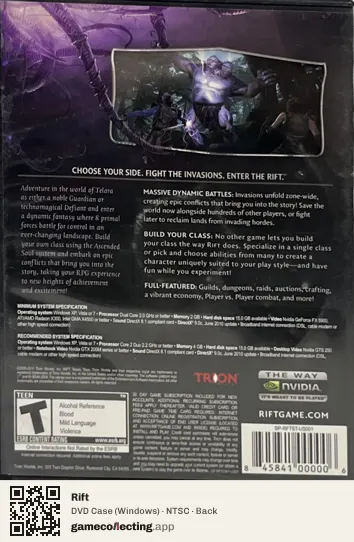 Rift Computer, NTSC box back