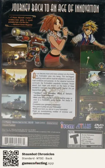 Steambot Chronicles PlayStation 2, NTSC box back