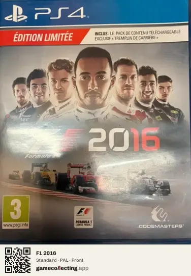 F1 2016 PlayStation 4, PAL box front