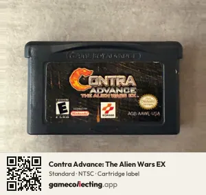 Contra Advance: The Alien Wars EX Game Boy Advance, NTSC cartridge label