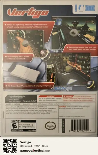 Vertigo Nintendo Wii, NTSC box back