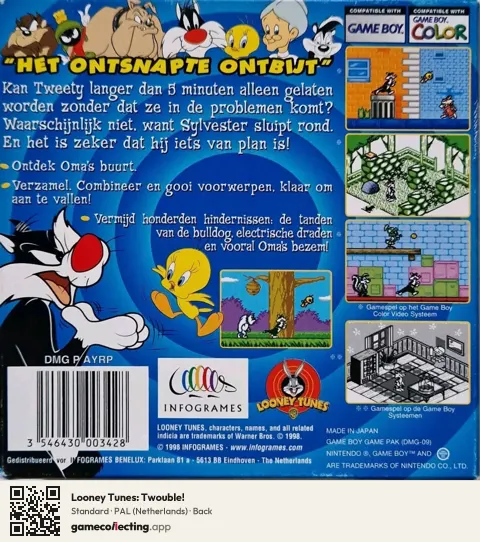 Looney Tunes: Twouble! Game Boy Color, Netherlands box back