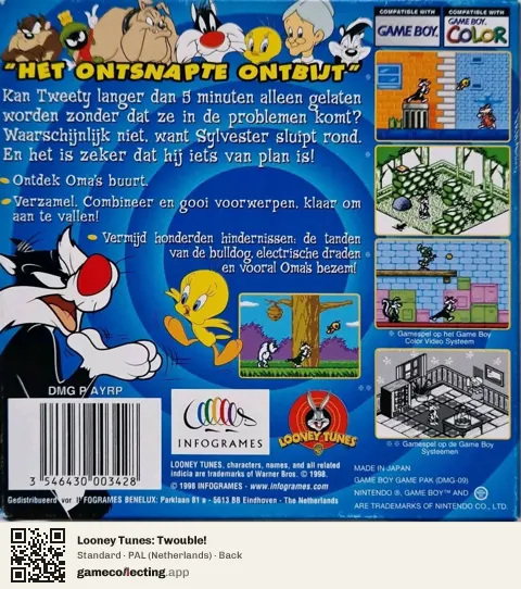 Looney Tunes: Twouble! Game Boy Color, Netherlands box back