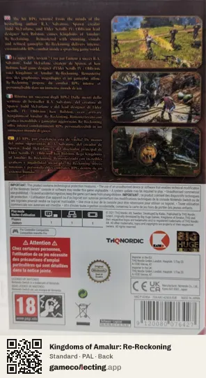 Kingdoms of Amalur: Re-Reckoning Nintendo Switch, PAL box back