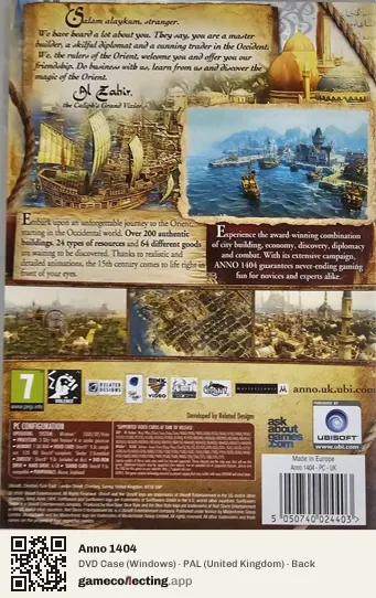 Anno 1404 Computer, United Kingdom box back