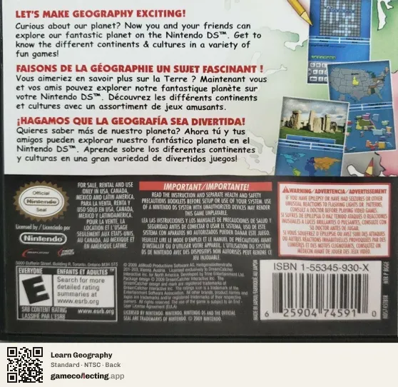 Learn Geography Nintendo DS, NTSC box back