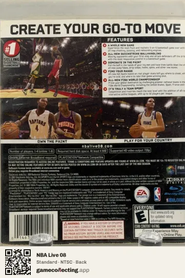 NBA Live 08 PlayStation 3, NTSC box back