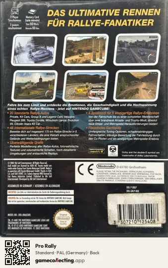 Pro Rally Nintendo GameCube, Germany box back