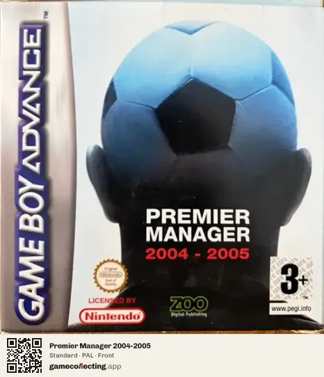 Premier Manager 2004-2005 Game Boy Advance, PAL box front