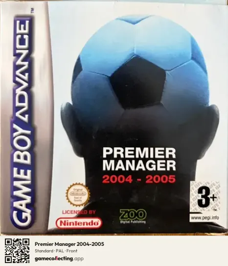 Premier Manager 2004-2005 Game Boy Advance, PAL box front