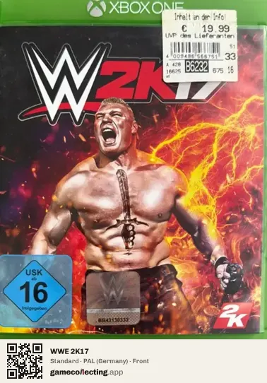 WWE 2K17 Xbox One, Germany box front