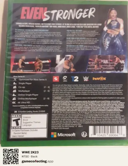 WWE 2K23 Xbox Series X, NTSC box back