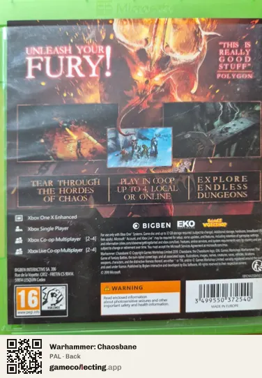 Warhammer: Chaosbane Xbox One, PAL box back