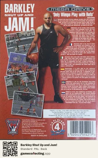 Barkley Shut Up and Jam! Sega Mega Drive / Genesis, PAL box back