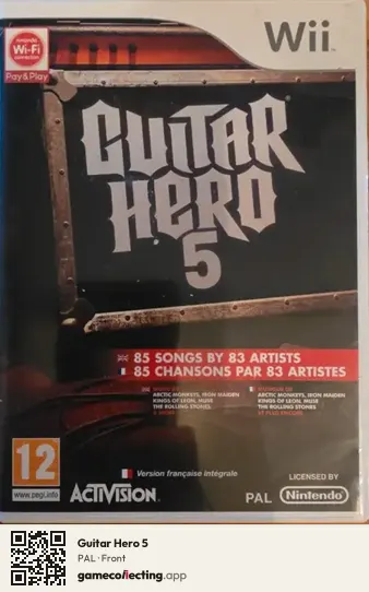 Guitar Hero 5 Nintendo Wii, PAL box front