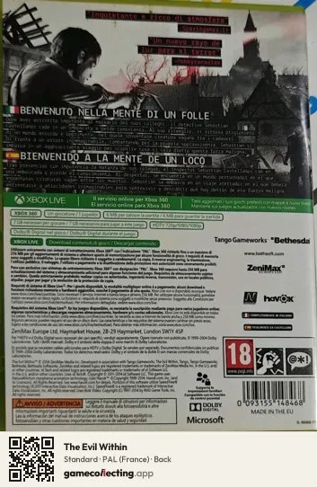 The Evil Within Xbox 360, France box back