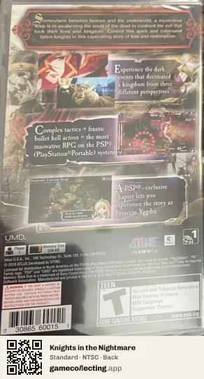 Knights in the Nightmare PlayStation Portable, NTSC box back