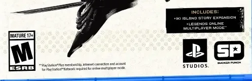 Ghost of Tsushima, the ESRB box on its front