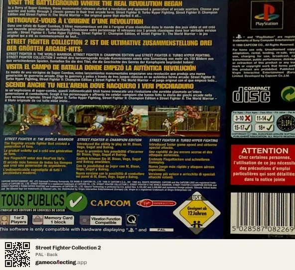 Street Fighter Collection 2 PlayStation, PAL box back