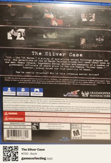 The Silver Case PlayStation 4, NTSC box back