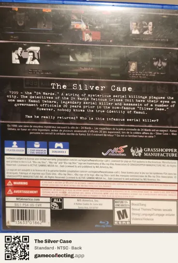 The Silver Case PlayStation 4, NTSC box back