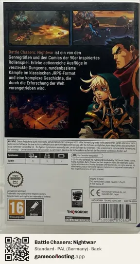 Battle Chasers: Nightwar Nintendo Switch, Germany box back