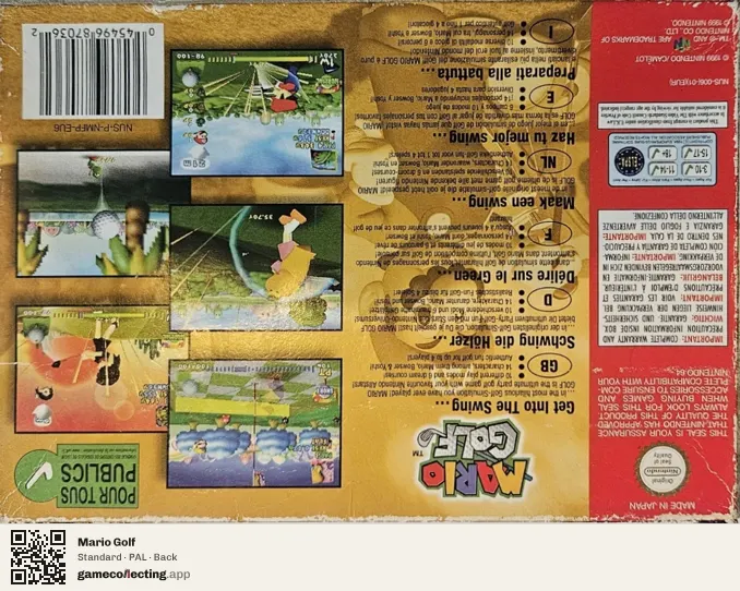 Mario Golf Nintendo 64, PAL box back