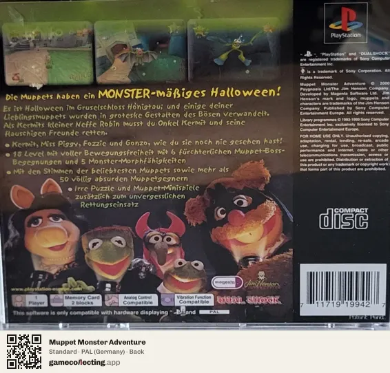 Muppet Monster Adventure PlayStation, Germany box back