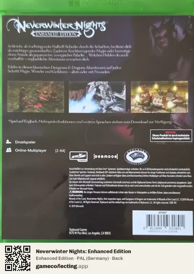 Neverwinter Nights: Enhanced Edition Xbox One, Germany box back