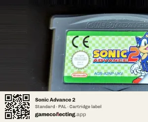 Sonic Advance 2 Game Boy Advance, PAL cartridge label