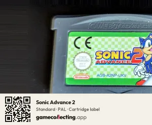 Sonic Advance 2 Game Boy Advance, PAL cartridge label