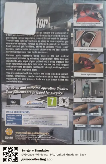 Surgery Simulator Computer, United Kingdom box back