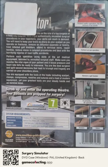 Surgery Simulator Computer, United Kingdom box back