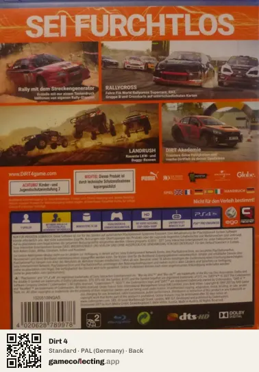 Dirt 4 PlayStation 4, Germany box back
