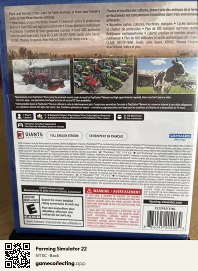 Farming Simulator 22 PlayStation 5, NTSC box back