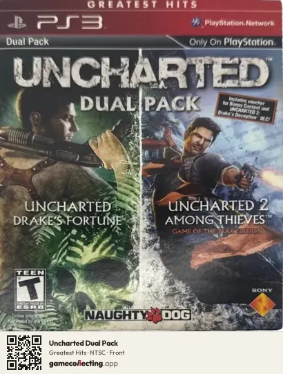 Uncharted Dual Pack PlayStation 3, NTSC box front