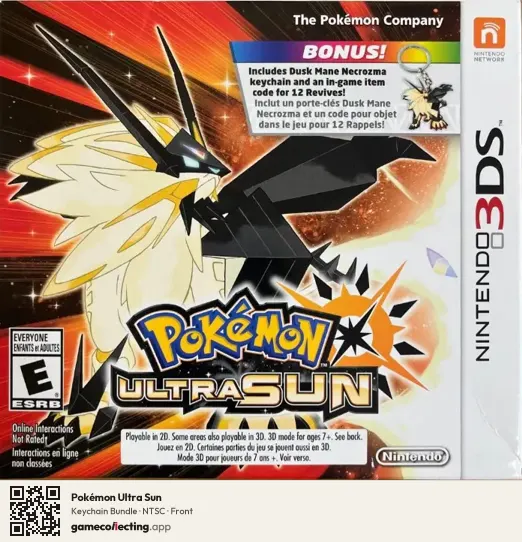 Pokémon Ultra Sun Nintendo 3DS, NTSC box front