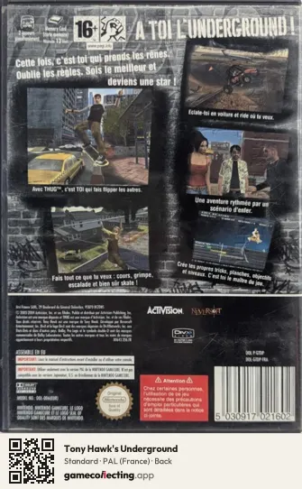 Tony Hawk's Underground Nintendo GameCube, France box back