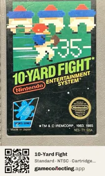 10-Yard Fight Nintendo Entertainment System, NTSC cartridge label