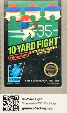10-Yard Fight Nintendo Entertainment System, NTSC cartridge label