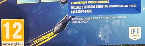 Fortnite, the PEGI square on its front