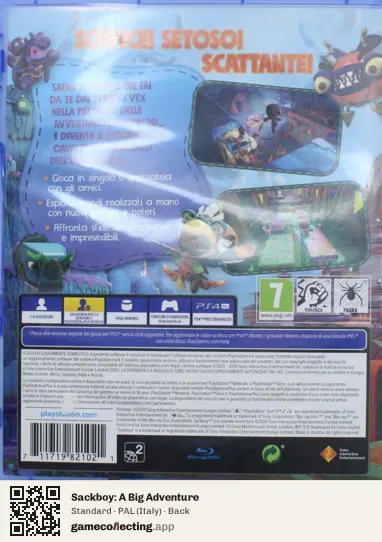Sackboy: A Big Adventure PlayStation 4, Italy box back