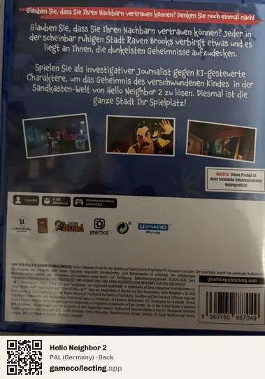 Hello Neighbor 2 PlayStation 5, Germany box back